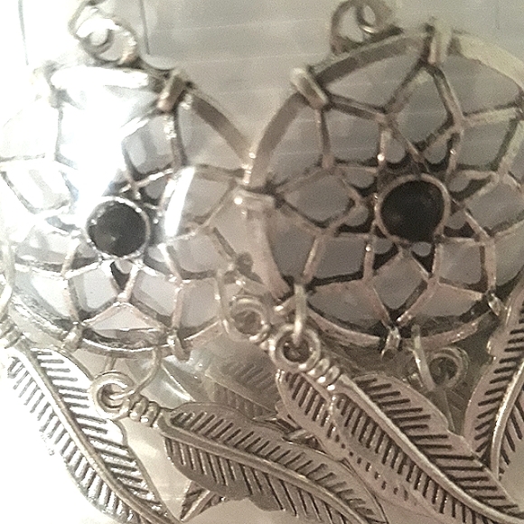 Southwest Silver Turquoise Blue Dream Catcher Earrings Feather Tassel Dangle NEW - Picture 7 of 12